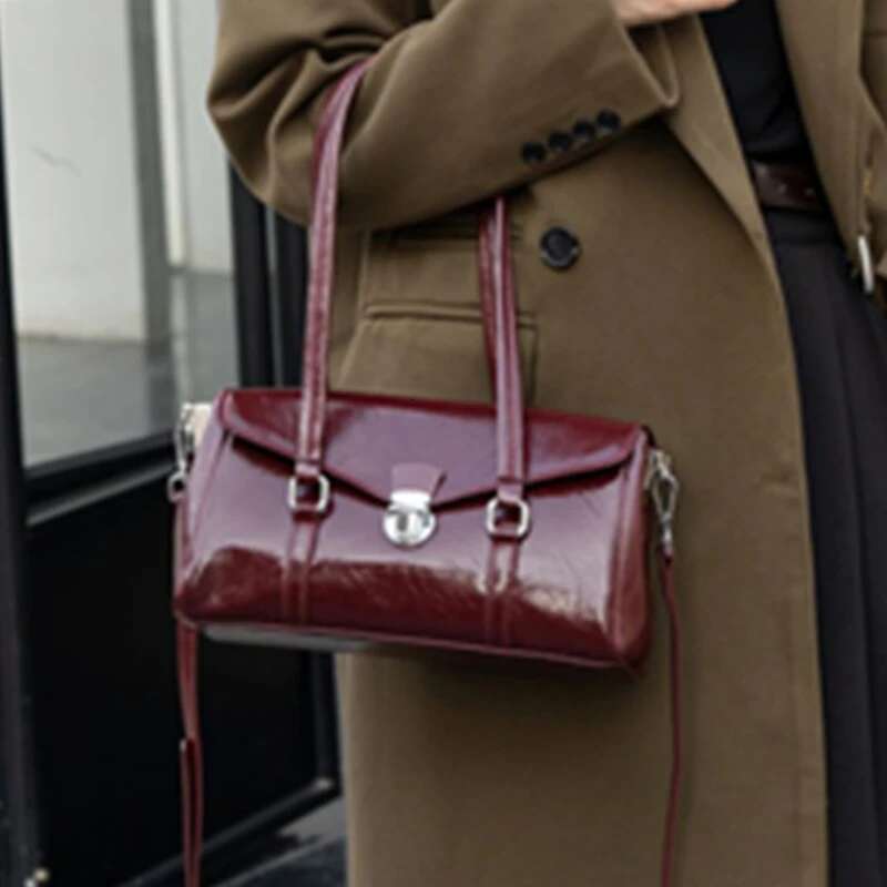 Toptrends Cowhide Genuine Leather Underarm Shoulder Bags For Women 2025 Designer Long Handle Satchel Tote Ladies Handbags
