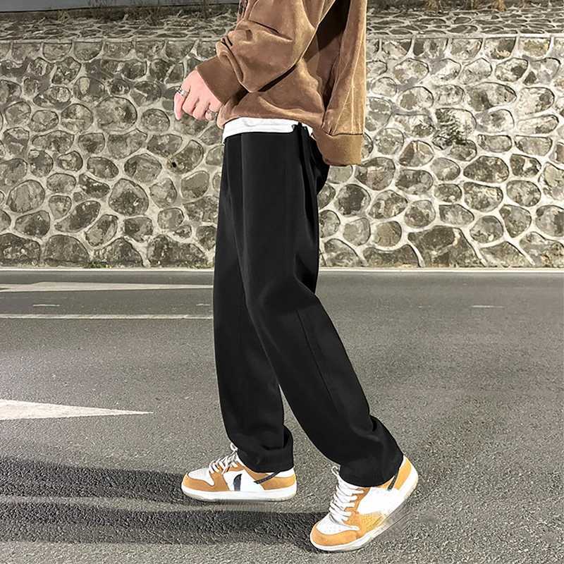 Solid jeans mens high waisted retro streetwear mens pants pockets wide leg jeans straight stretch jeans washed denim springs M250109