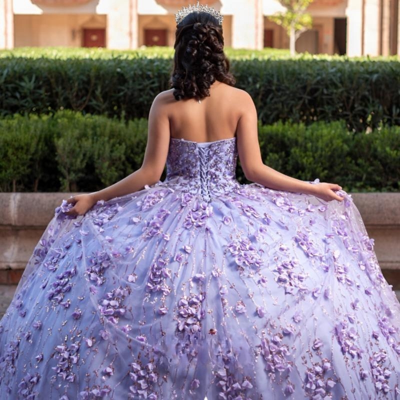 Lavender Quinceanera Dresses Ball Gown Off The Shoulder Applique Flower Beading Tull Corset Party Birthday Sweet 16 Dress