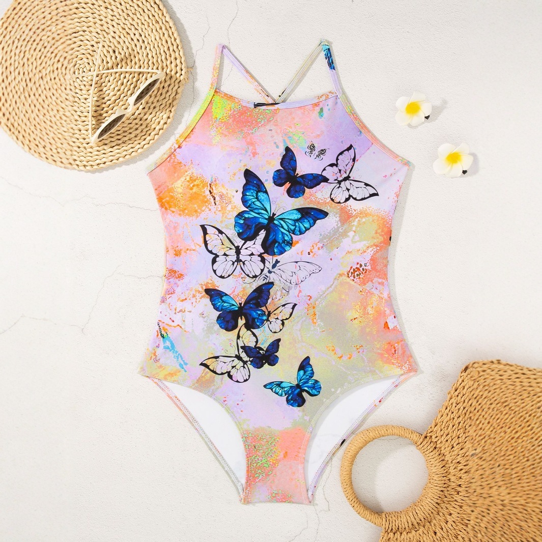 2025 new women's one-piece swimsuit nylon fixed printed chlorine resistant waistband chest pad soaking hot spring swimming pool designer swimsuit