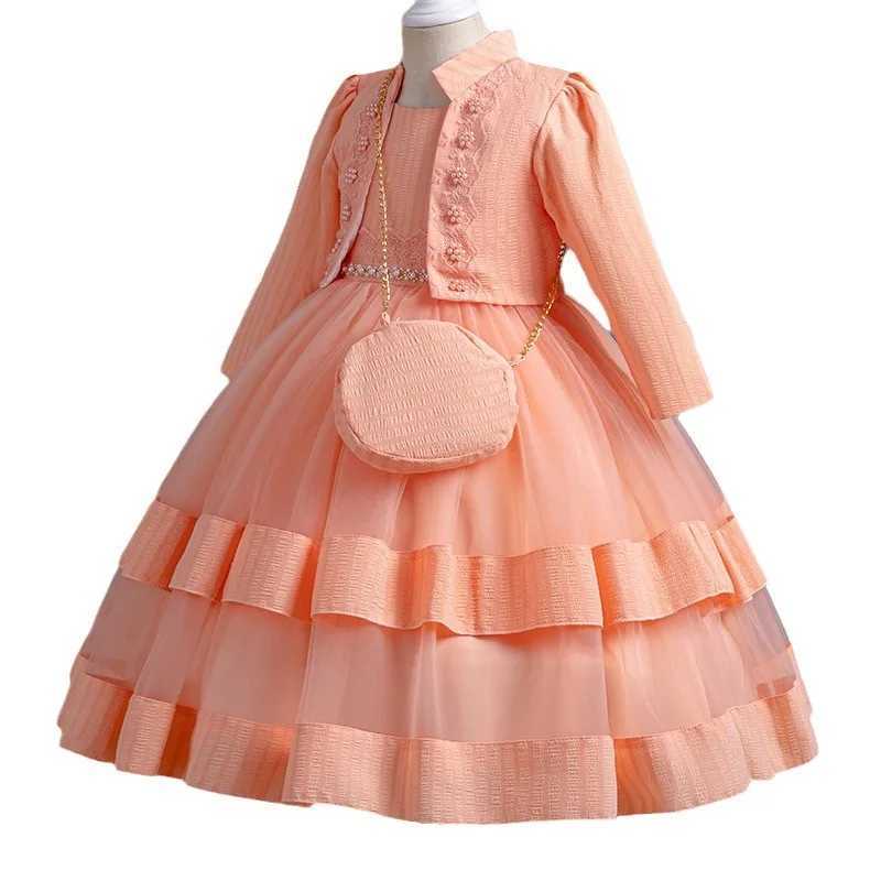 2024 New Two Piece Princess Dress Girls Par Birthday Multi Layered Fluffy Mesh Girl Dress High End Par Performance DressXJ250108