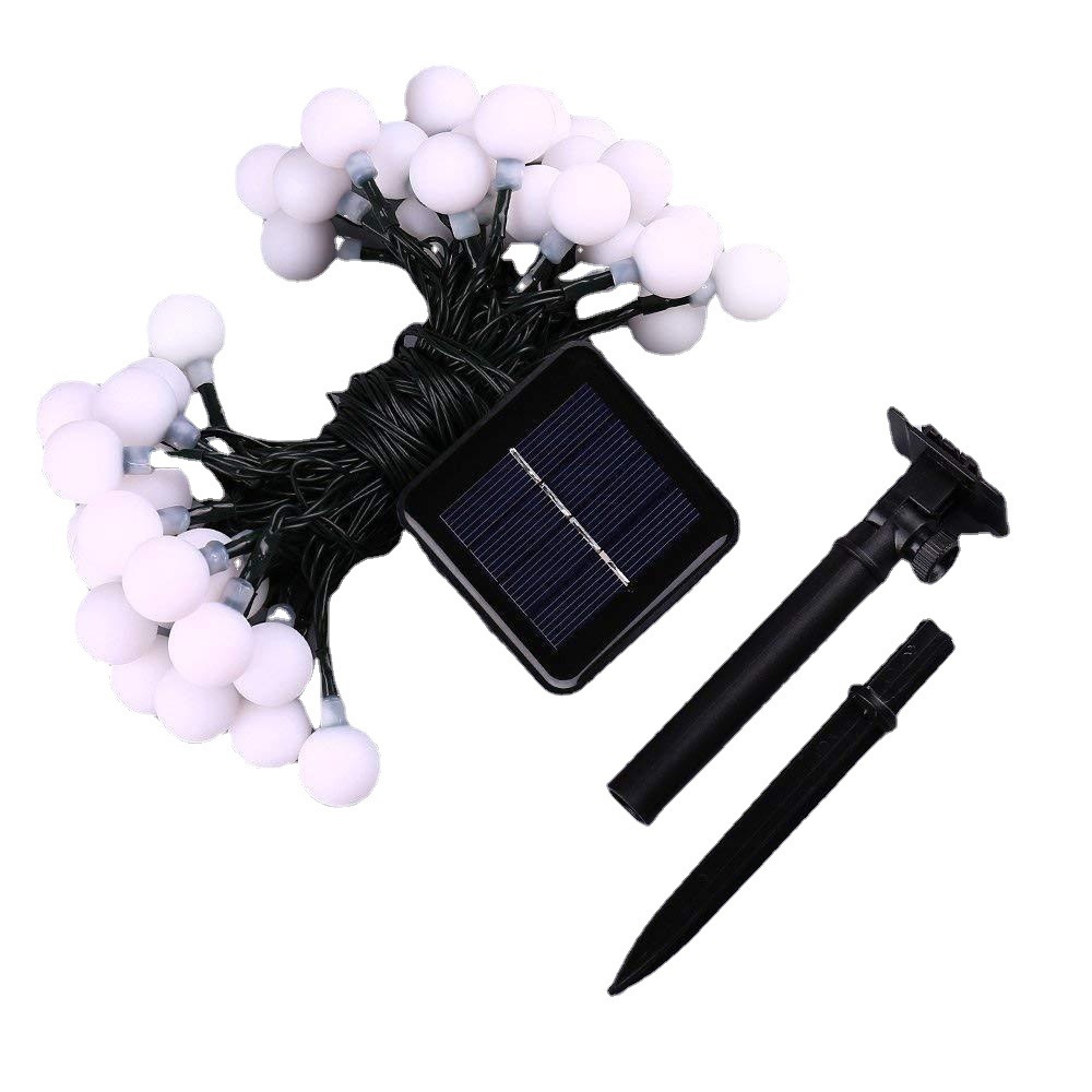 LED solar frosted small white ball light string outdoor waterproof camping atmosphere light tent decoration battery box light strip