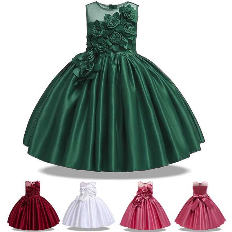 Elegant Flower Girl Par Dress Christmas Costume Bow Wedding Kids Dresses For Girl Evening Briidemaid Prom Gown Vestido 8 10YrsXJ250108