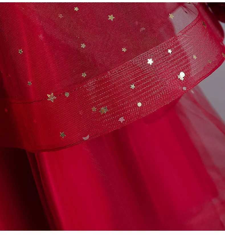 Flower Girls Princess Sequins Wedding Luxury Gown Christmas Par Trailing Dress Kids Long Sleeve Elegant Vestidos For 3-12 YearXJ250108