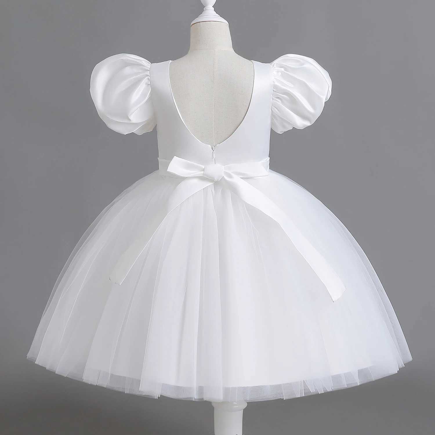 Elegant Kids Flower Girl Dresses for Wedding Children Christmas Dress Princess Puffy Backless Tutu Birthday Par White GownXJ250108