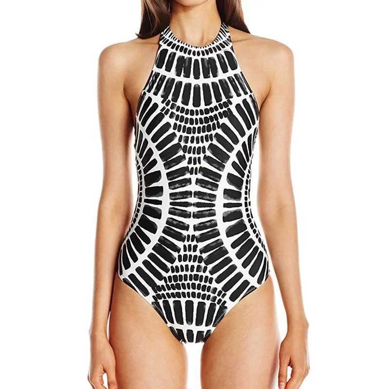 XXL Large Size Swimwear One Piece Swimsuit Women 2023 High Neck Monokini Bandage Bathing Suit Halter Bodysuit Bather BeachwearXJ240108