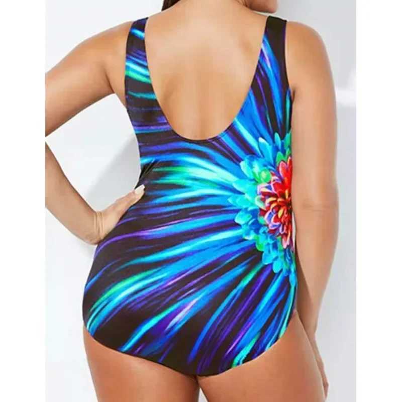 Plus Size Swimwear Large One Piece Swimsuit Women Sexy Striped Bikini Bodysuit Fa Bathing Suit Summer Pool Beach Wear 5XLXJ240108