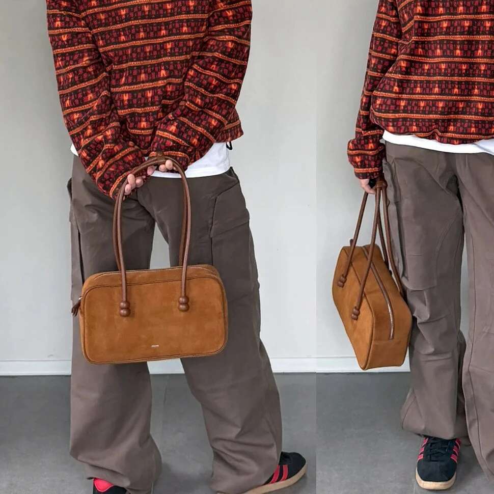 Suede Boston 2025 Spring New Large Capacity Armpit Niche Design Ins Fashion High Quality Women's Handheld Shoulder Bag