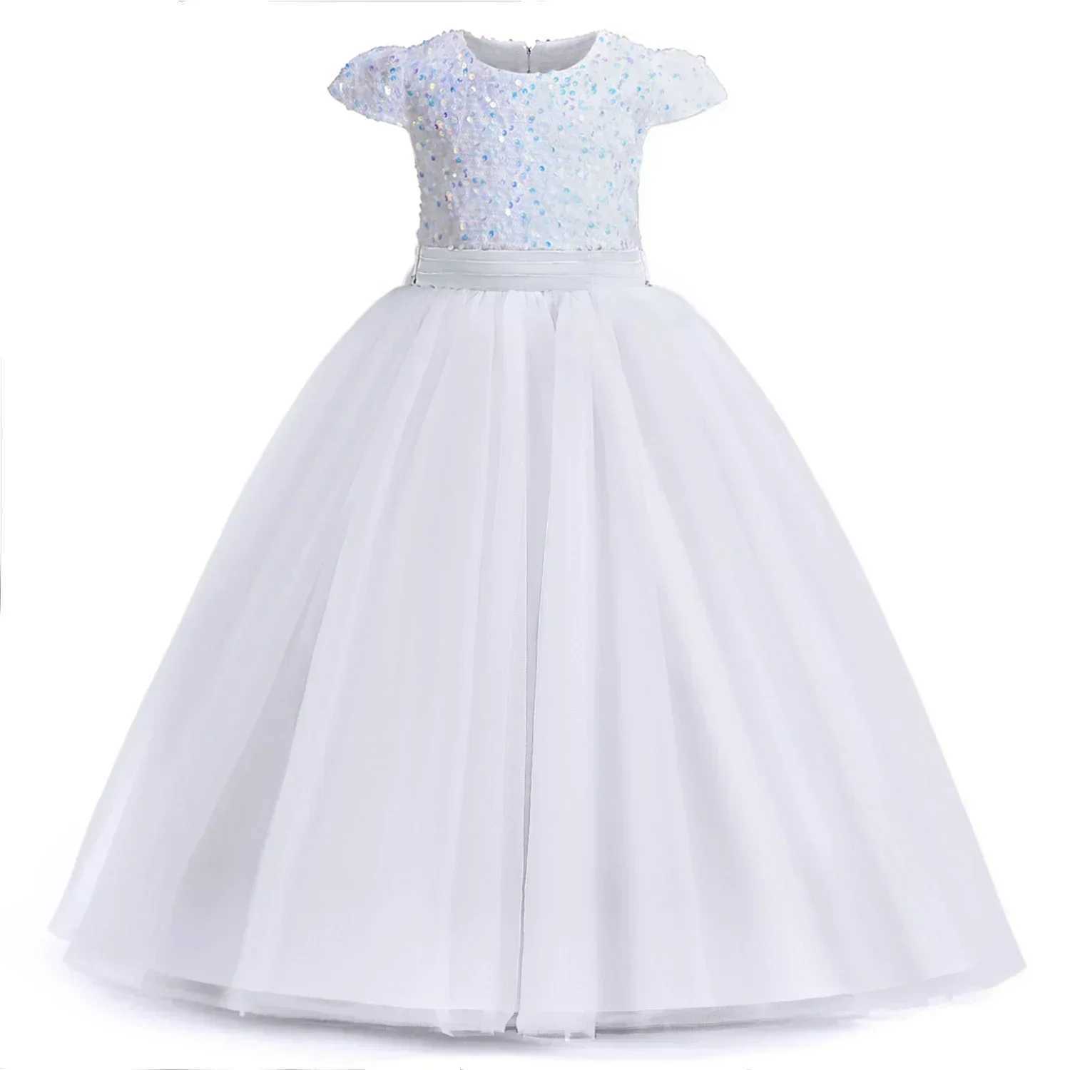 Elegant Girls Dress Bridesmaid Sequin Long Princess Dresses Flower Elite Girl Formal Gowns 5 10 14 Yrs Children Evening VestidosXJ250108
