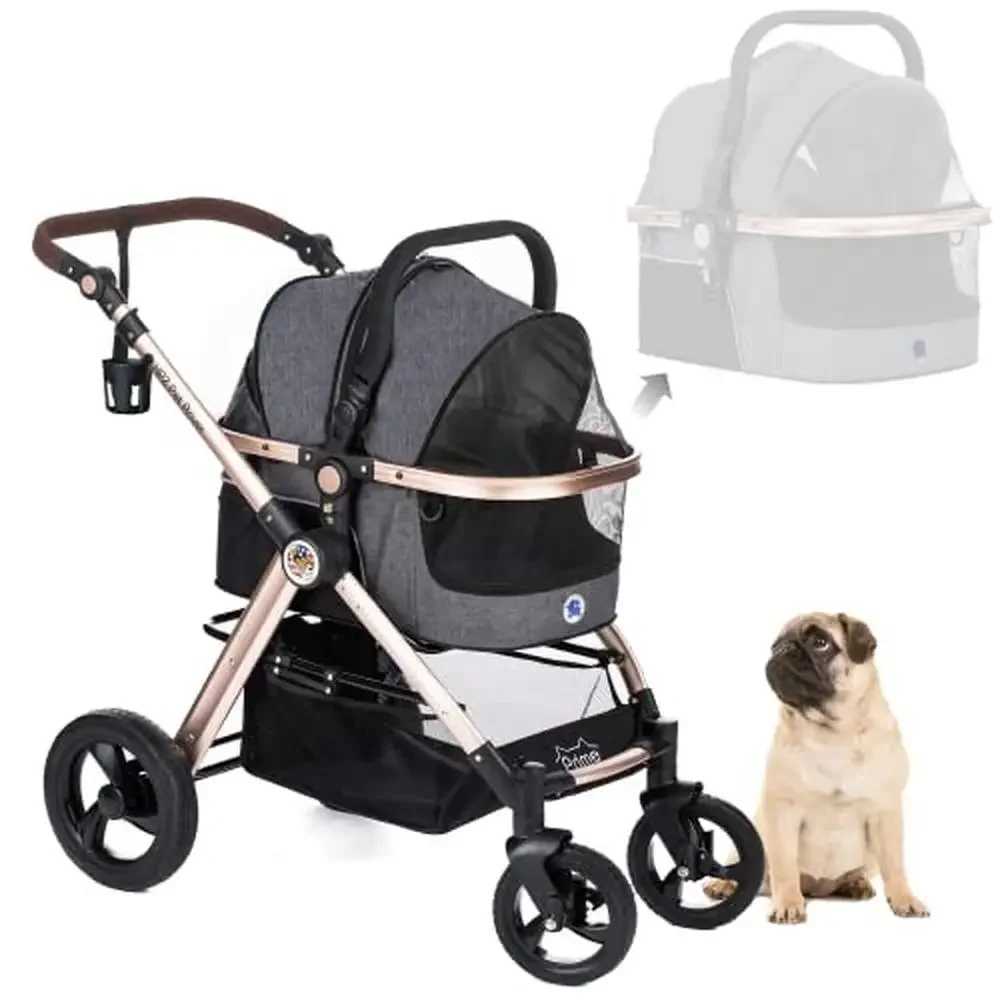 3-in-1 luxury pet stroller wagon seat with pumpless rubber wheels and aluminum frame very light and lightweight W250109