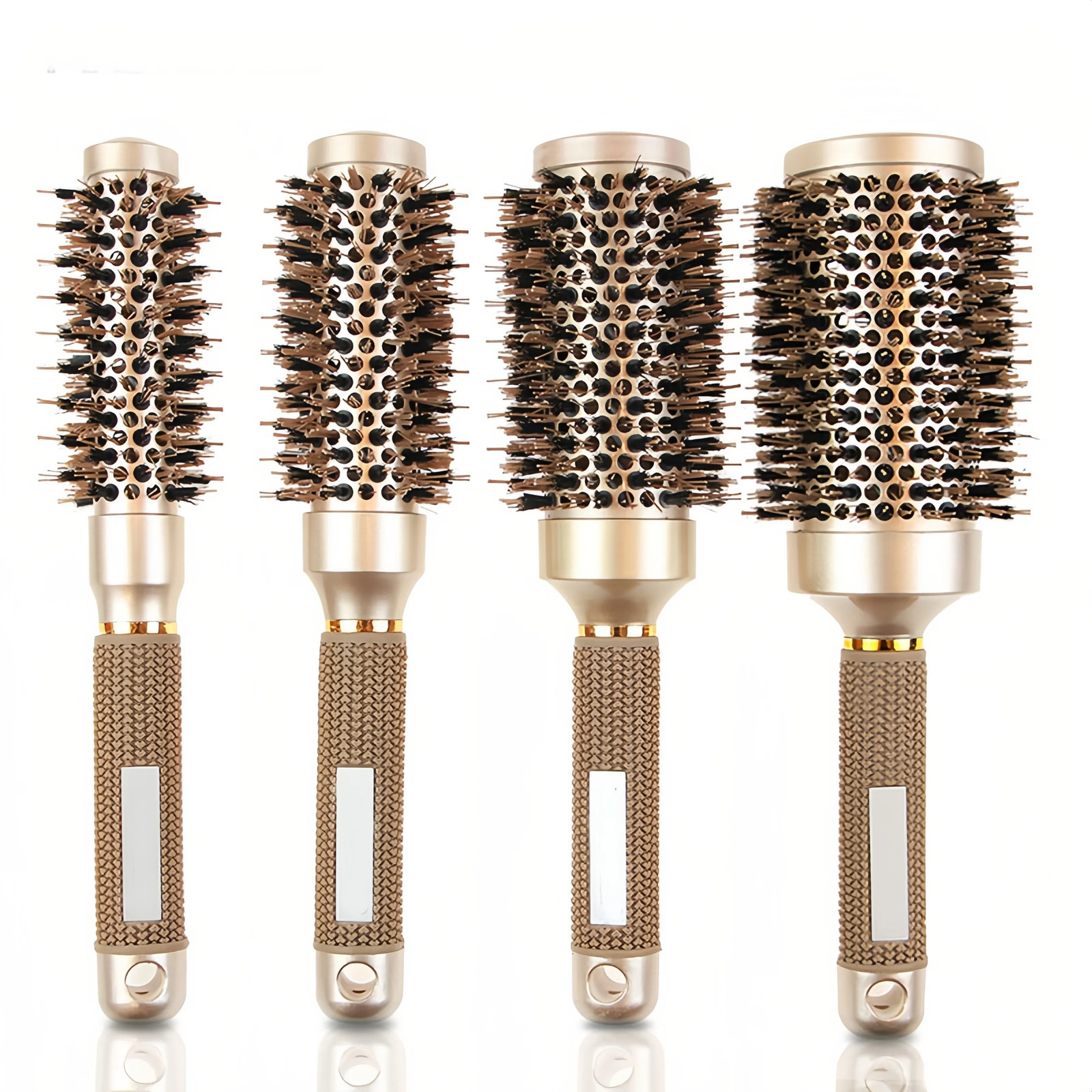 Roll Boar Bristles Hairdressing Brush For Blow Drying Hair Brush Round Barrel Blowout Hair Styling Brush 250106