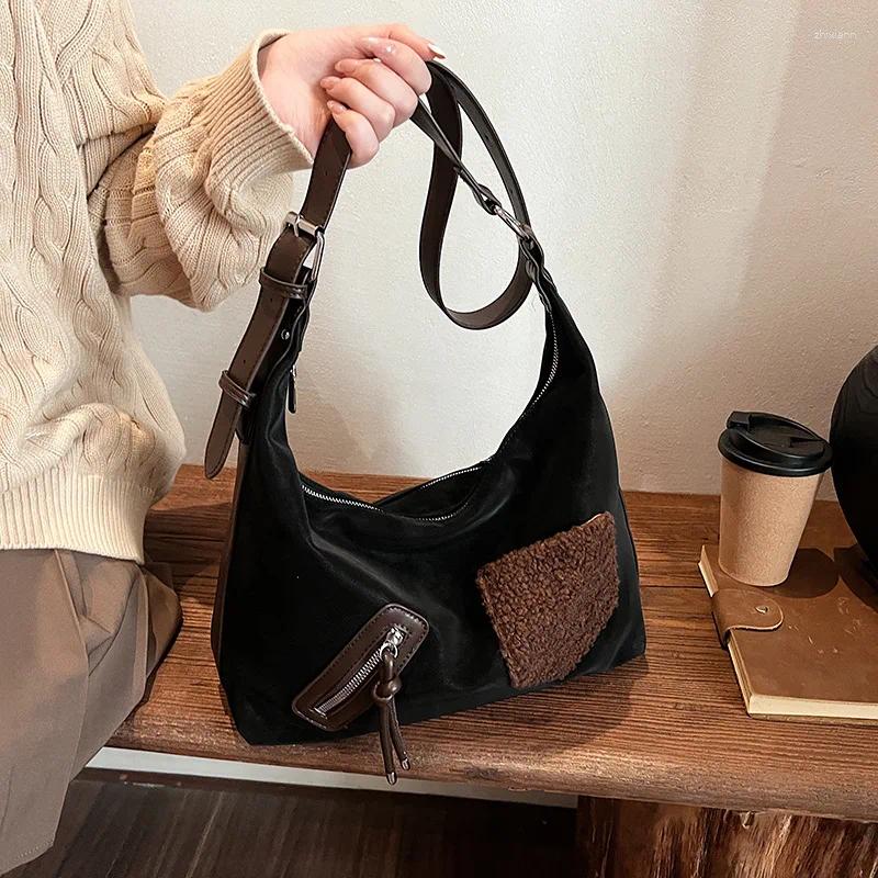 Totes Fashion Suede Leather Women Large Capacity Commuter Versatile Shoulder Senior Sense Furry Crossbody