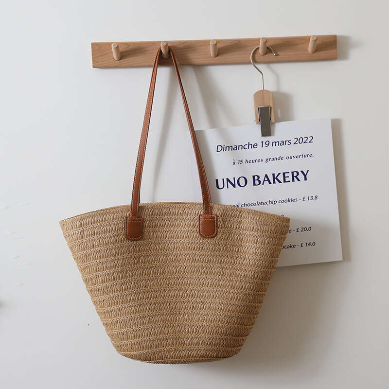Versatile And Minimalist One Shoulder New High-Capacity Grass Woven Tote Bag, Women's Vacation Beach Bag