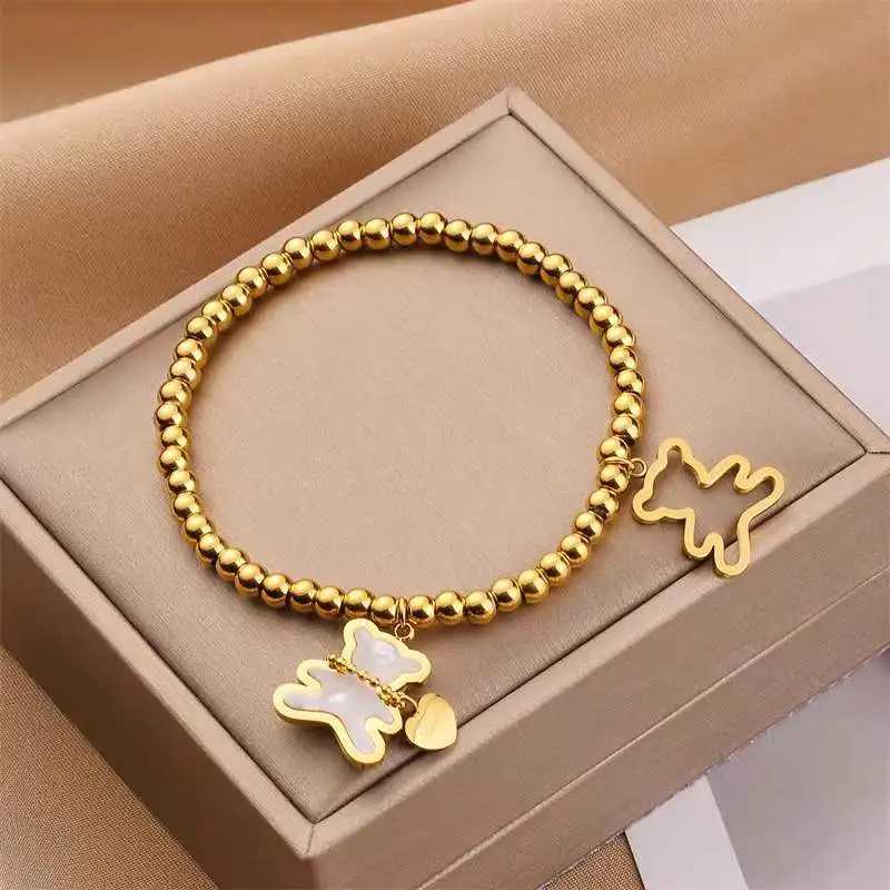 XIYA Cute Style Women Bracelet Stainl Steel Bear She Beads Bracelets for Women Holiday Party Girls JewelryXJ250109