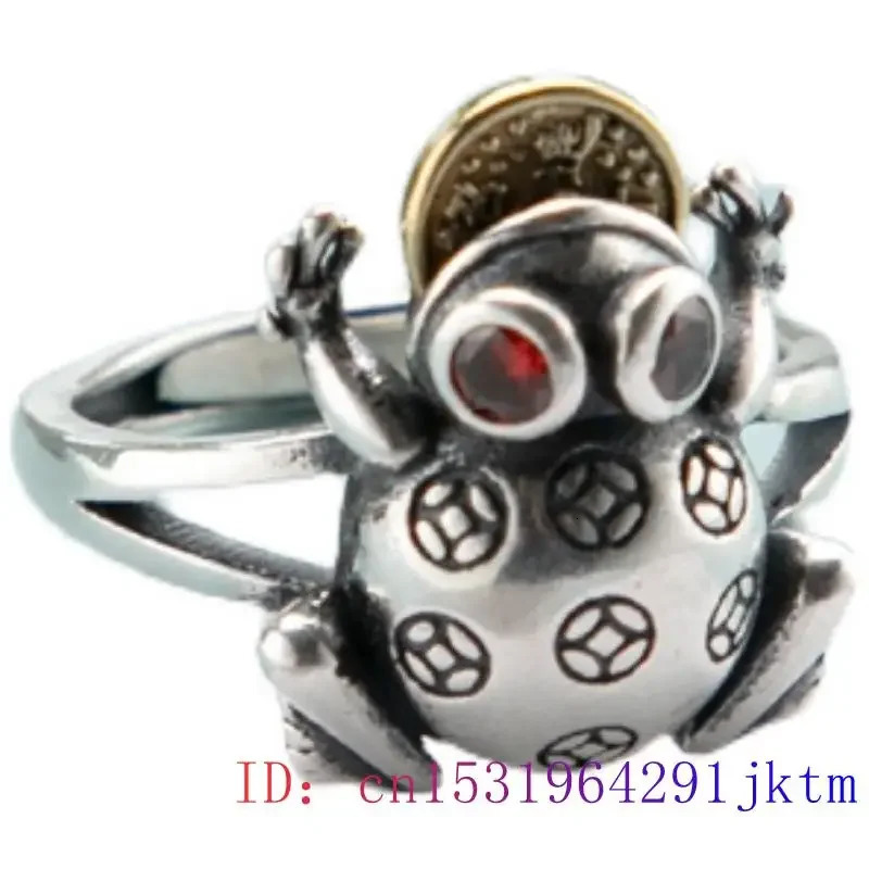 Red Jade Golden Frog Rings Gemstone Accessories Amulets 925 Silver Carved Adjustable Ring Natural Charm Jewelry Charms Women 250106