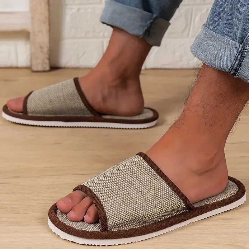 New Arrival Home Linen Sliding Block Mens Couple Soft Thick Bottom Indoor Anti slip Breathable Hemp Rope Sliding Block Japanese Shoes Sliding Block T2