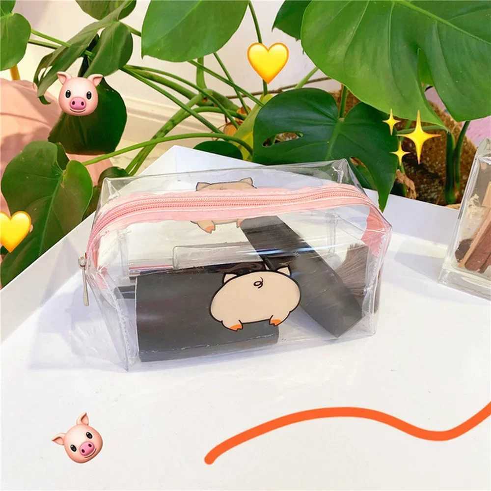 Transparent Makeup Bag Fashion Transparent Travel Portable Mini Washing Storage Bag Strawberry Flower Printed Womens Zipper Makeup Bag W250109