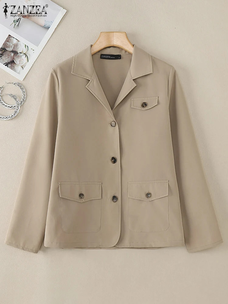 Autumn Women Jackets Stylish OL Coats ZANZEA Fashion Casual Long Sleeve Solid Buttons Down Spring Woman Outwears 250109