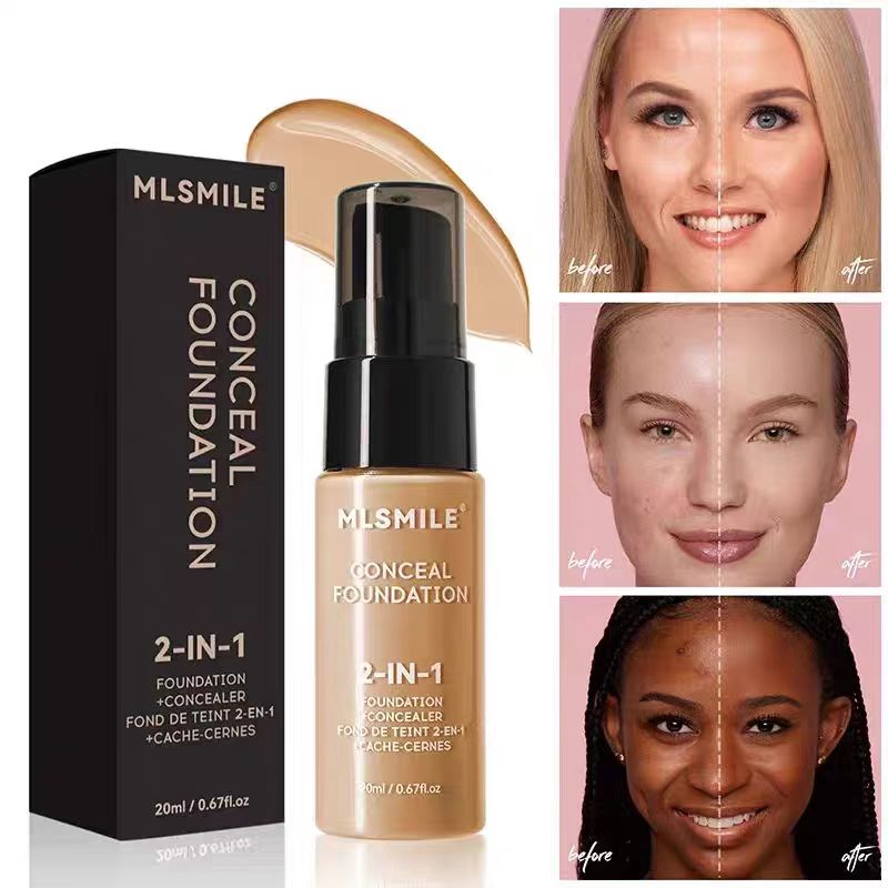 20ml MLSMILE CONCEAL FOUNDATION PERFECT 2in 1 FOUNDATION CONCEALER 6 Colors Face Makeup Concealer