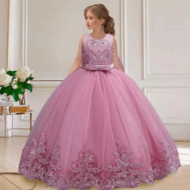 2024 New Hot Selling Girl Par Dress Gorgeous Big Bow Graduation Ball Dress 4 6.8 10 12 Elegant Birthday DressXJ250108