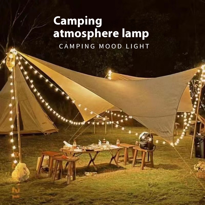 LED solar frosted small white ball light string outdoor waterproof camping atmosphere light tent decoration battery box light strip