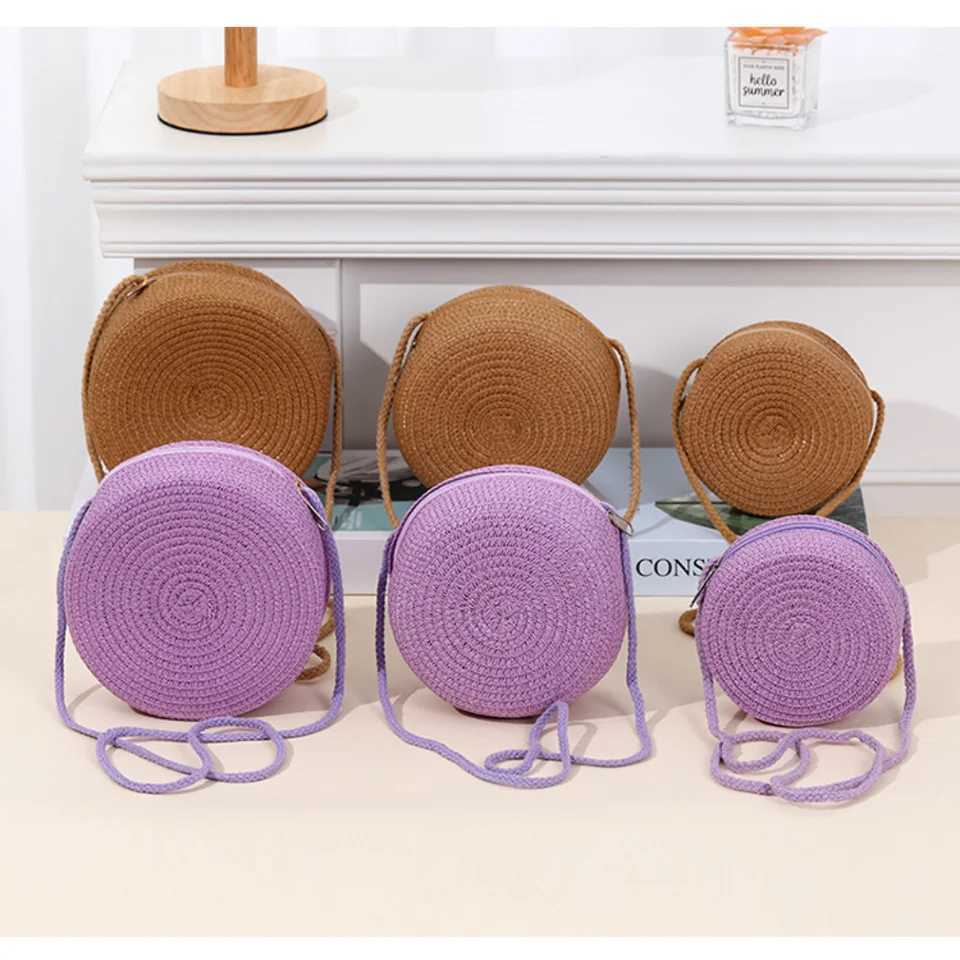 Summer Round Str Shoulder Bags Handmade Woven Crossbody Bag Purse New Trendy Beach Bag Daily Messenger Phe HandbagXJ250108