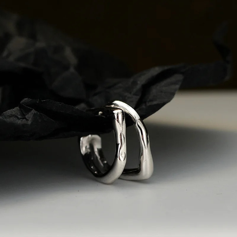 F.I.N.S 1PC Geometric S925 Silver Ear Clip No Hole Double Layer Irregular Ear Cuffs for Women Piercing Catilage Jewelry 250103