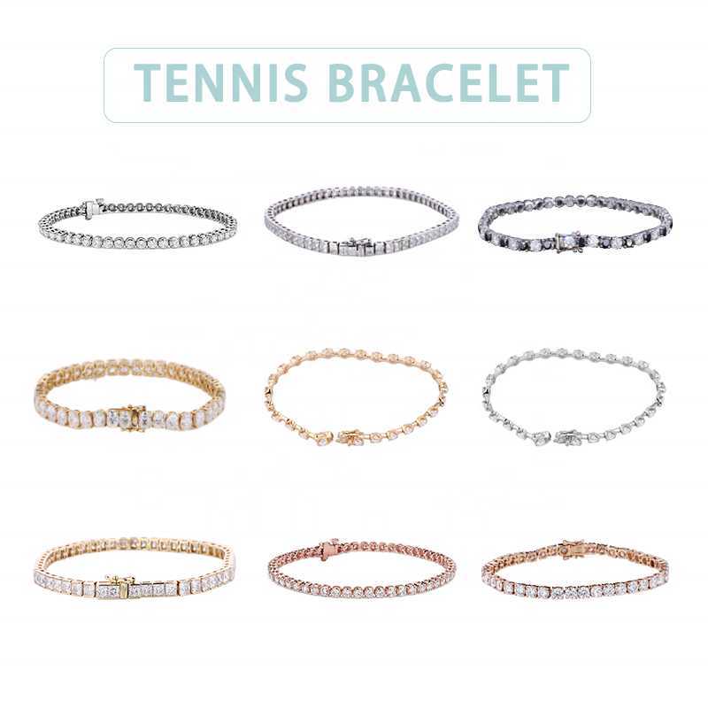 Fine Jewelry 2mm 2.5mm 3mm 4mm 5mm 6mm Round Cut DEF VVS Moissanite S925 Silver Women Tennis Bracelet