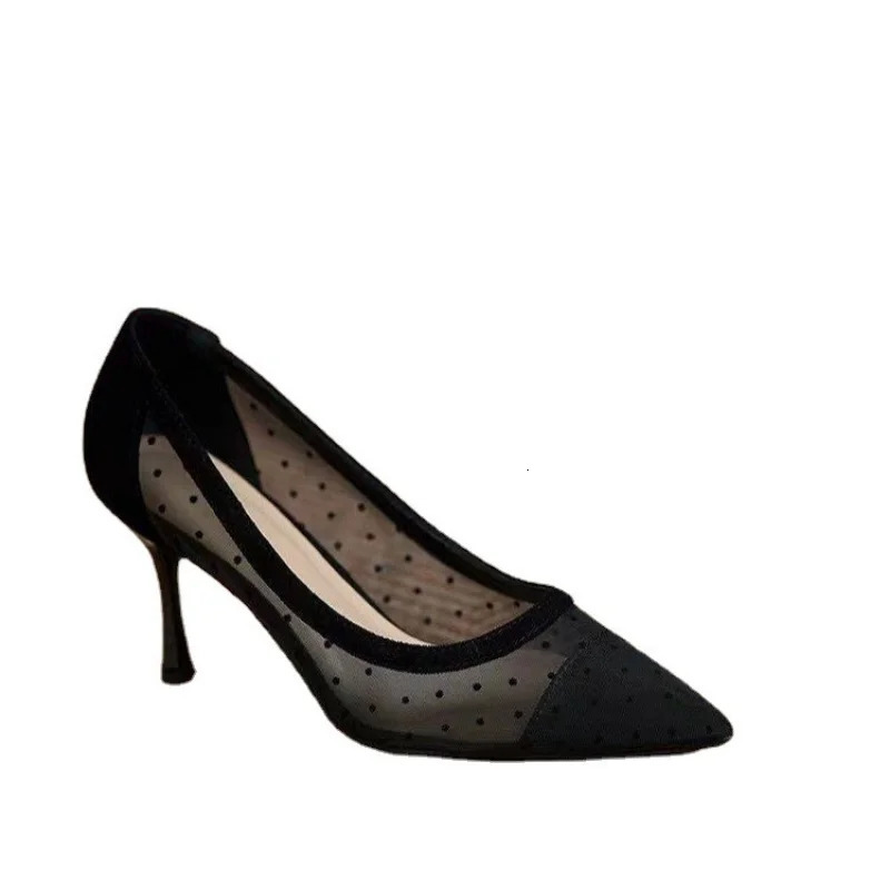 Womens Shoes Fashion Lace Mesh Breathable Lightweight Comfort Thin High Heel Sandals Shoes for Women Zapatos De Mujer 250106