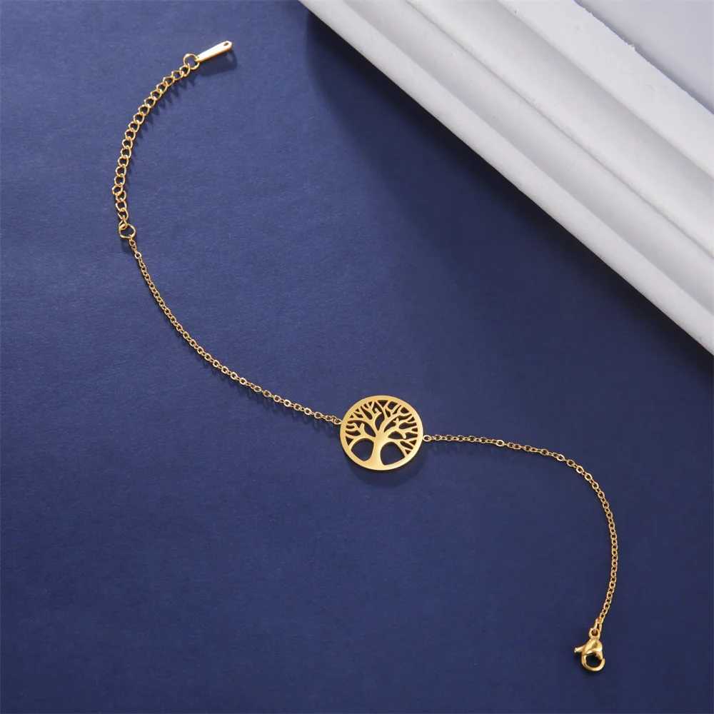 Tree of Life Bracelet for Women Charm Gold Plated Stainl Steel Bracelets 2023 Luxury Woman Jewelry pulseras para parejasXJ250109