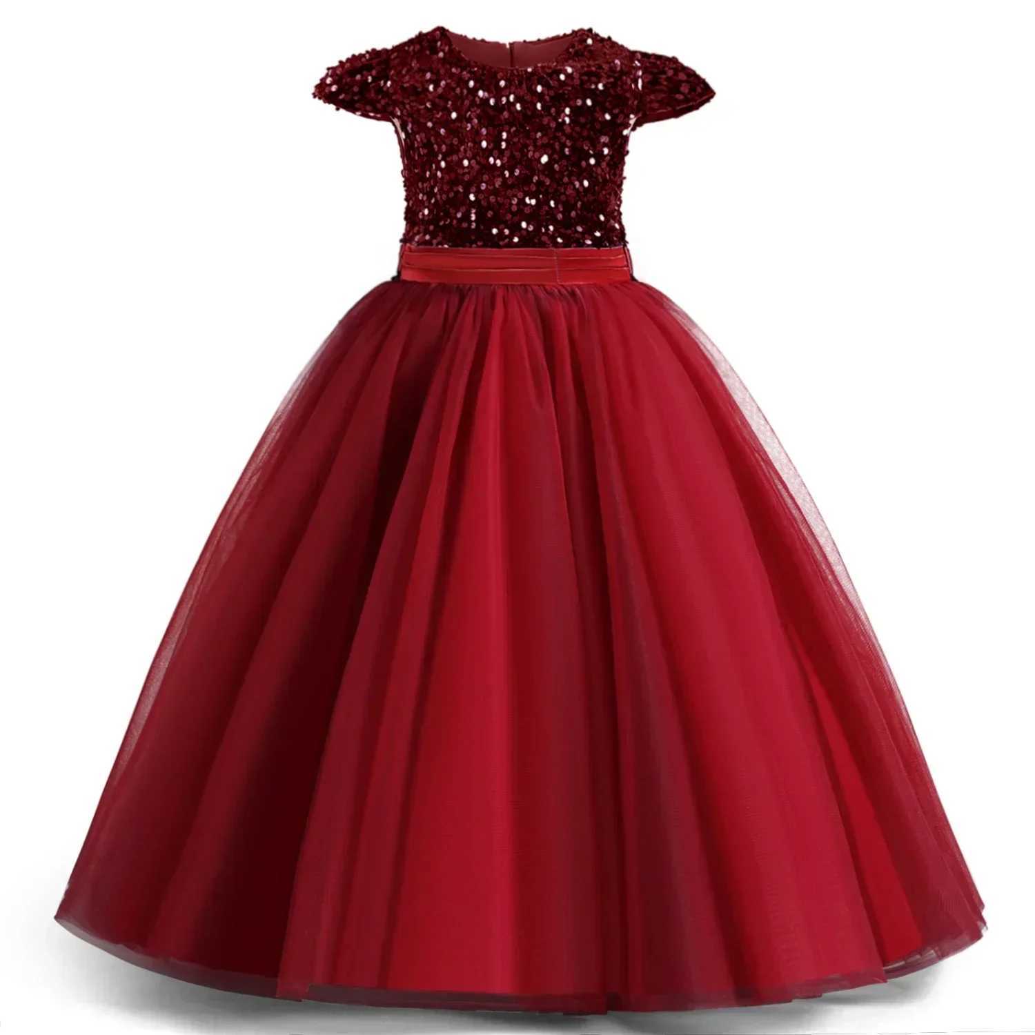 Elegant Girls Dress Bridesmaid Sequin Long Princess Dresses Flower Elite Girl Formal Gowns 5 10 14 Yrs Children Evening VestidosXJ250108