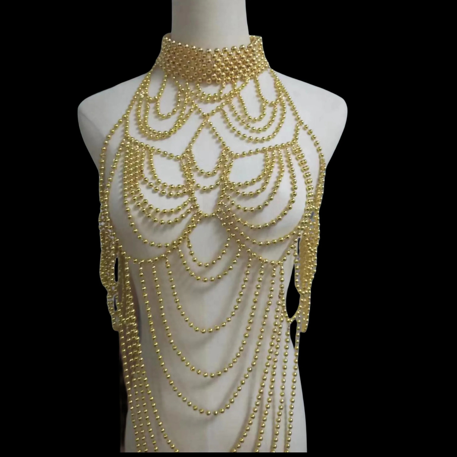 Body Chain Jewelry Pearl Sexy totally hand-made Shoulder Bikinis Waist Chain Bra Body Chains For Women Waist Hain Wedding Dress 250107