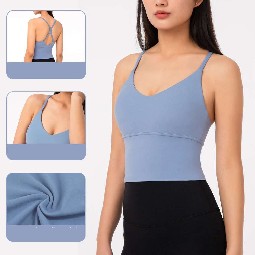 Vnazvnasi Push-Up Yoga Vest Sexy Backless Running Tops Quick Dry Anti-Friction Gym Bra V-Neck Padded Female Fiess Tops