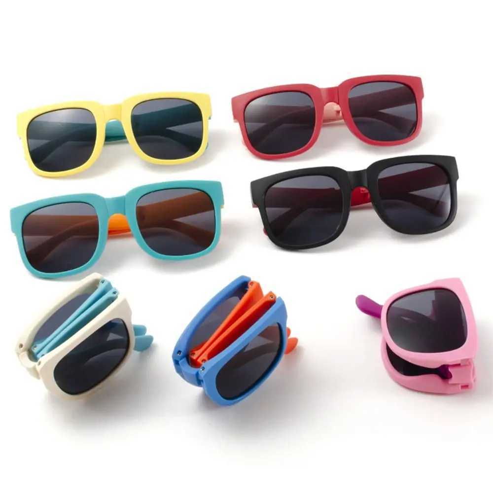 Childrens sunglasses are suitable for folding sunglasses for boys and girls childrens glasses with square frames travel goggles UV 400 shadow glasses 