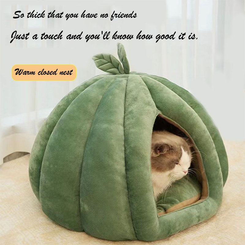 Round pumpkin cat house, all-season pet supplies, enclosed and thickened warm dog house, cat house, factory wholesale