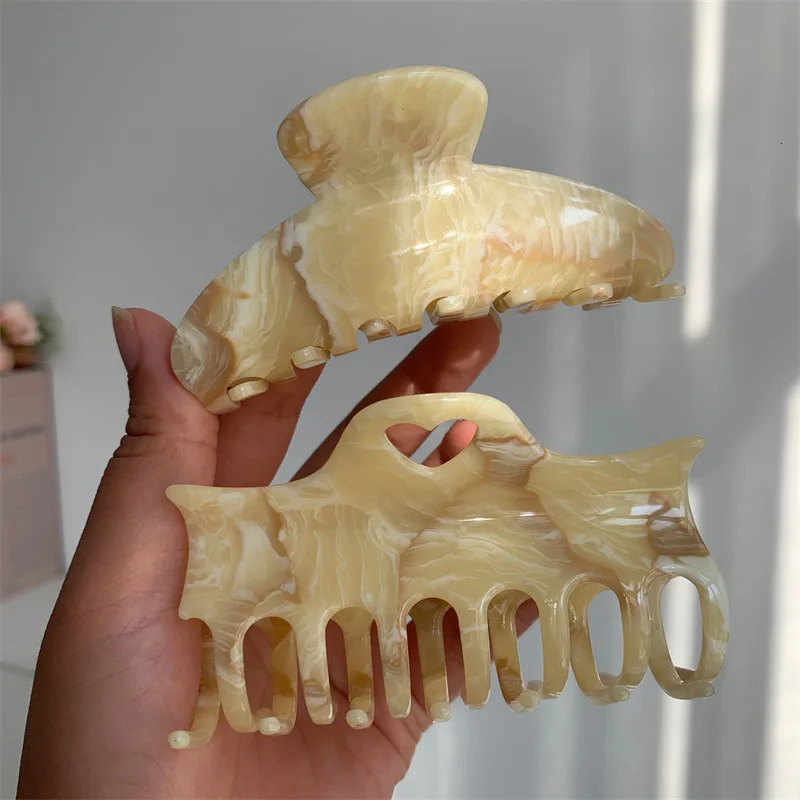 French Simple Hair Claw Temperament Marbling Shark Hair Clip Claw Large Grab Hair Accessories for Women Girls 250103