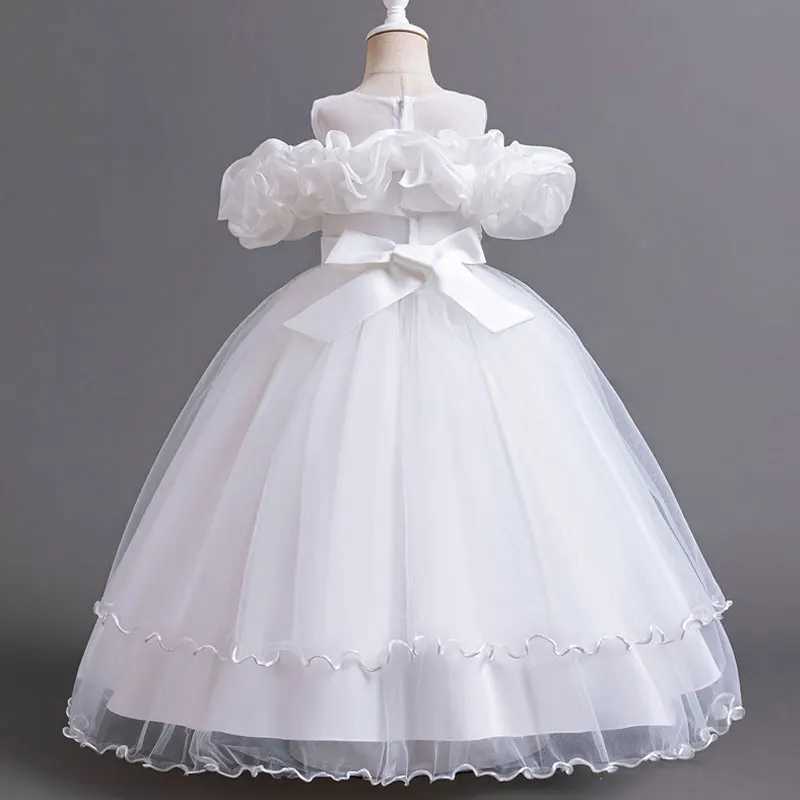 Fashion Flower Girl Dresses for Weddings Short Sleeve Lace Bridesmaid Dresses Summer Children Girls Par Dresses 3-14 YearsXJ250108