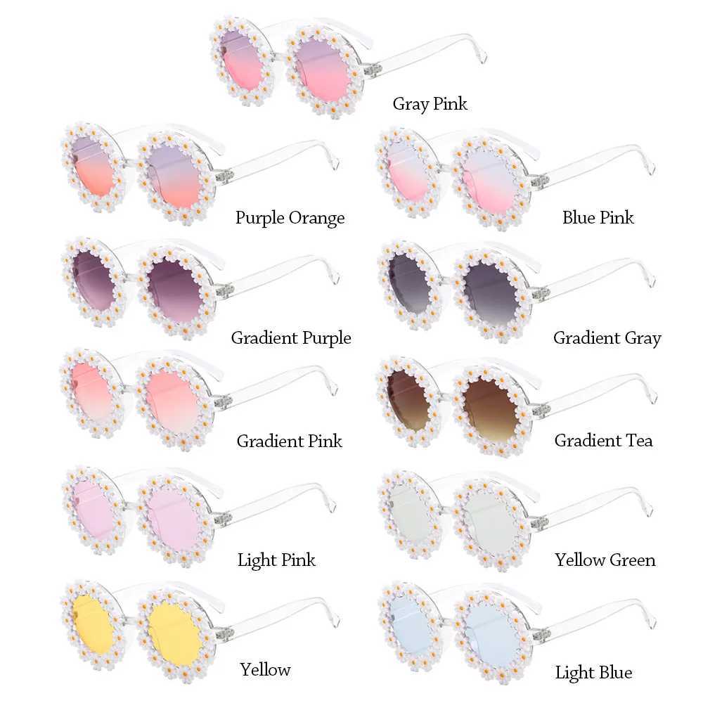 1Pc Retro Fashion Daisy Sunglasses Womens Novel Round Frame Flower Sunglasses Festival Par Disco Shadows Adult Children W250109