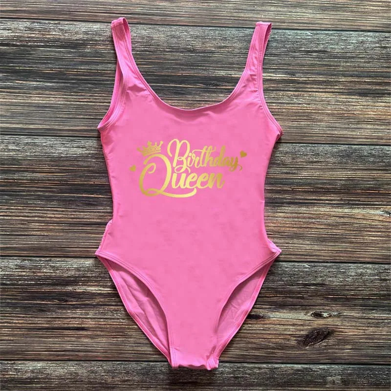 Birthday Queen Swimsuit Women Squad One Piece Swimwear Woman Bachelorette Party Swimming Suit biquinis feminino mayo 250108