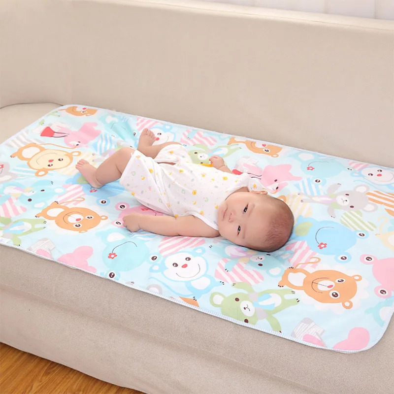 4 Size Baby Changing Mat Cartoon Cotton Waterproof Baby Sheet Changing Pad Table Diapers Urinal Game Play Cover Pet Mattress 250109