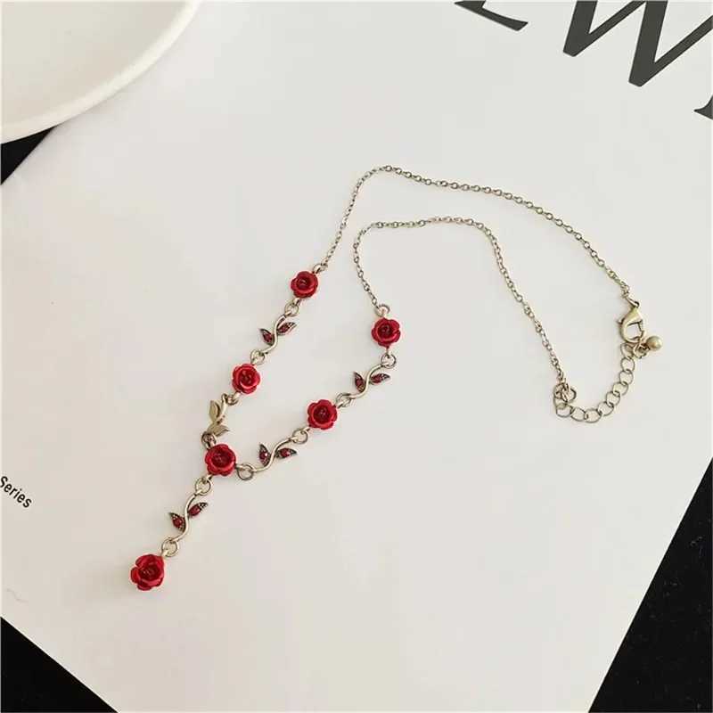 Luxurious Design Rose Flower Necklace Bracelet Earrings Set Elegant Womens Party Jewelry Accories Valentines Day GiftsXJ250109