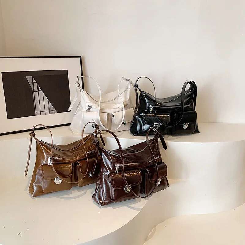 LEFTSIDE Double Pockets Design Retro Shoulder Bags For Women 2024 Y2k Fashion Trend Crossbody Bag Female Handbags And Purses