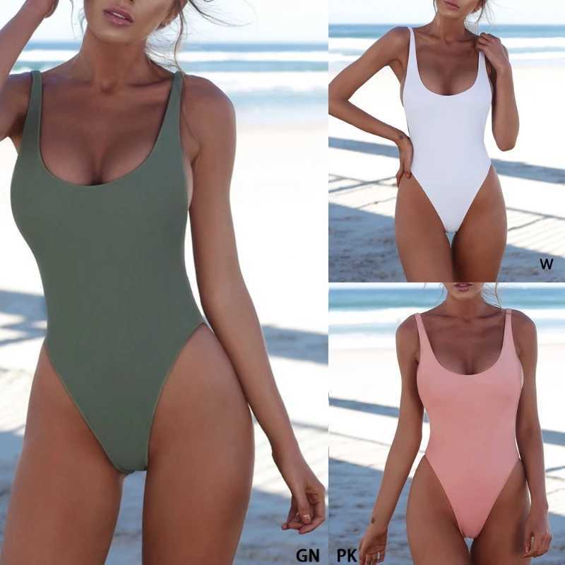 Thong Sexy One Piece Swimsuit Solid Fa Black Swimwear Women ss White Brazilian Monokini Bathing SuitXJ240108