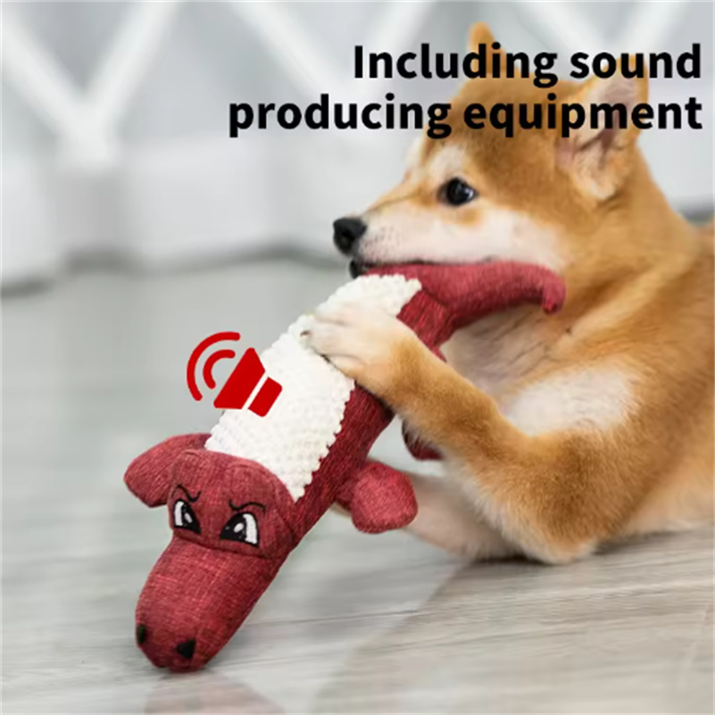 Pet Plush Sound Making Dog Toy Corn Velvet Crocodile Gnawing Grinding Teeth Cleaning Teeth Pet Supplies