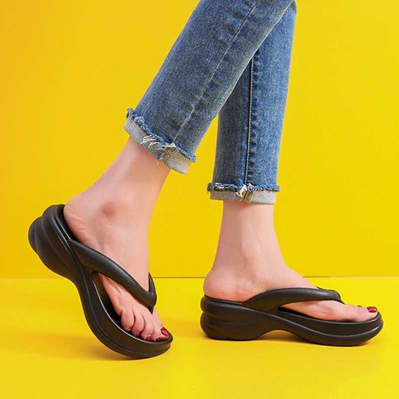 New Arrival JMPRS Thick Bottom Wedge Flip Cover Womens Summer Clip Toe Platform Sandals Womens Non slip Beach Slide Outdoor Slide T250108