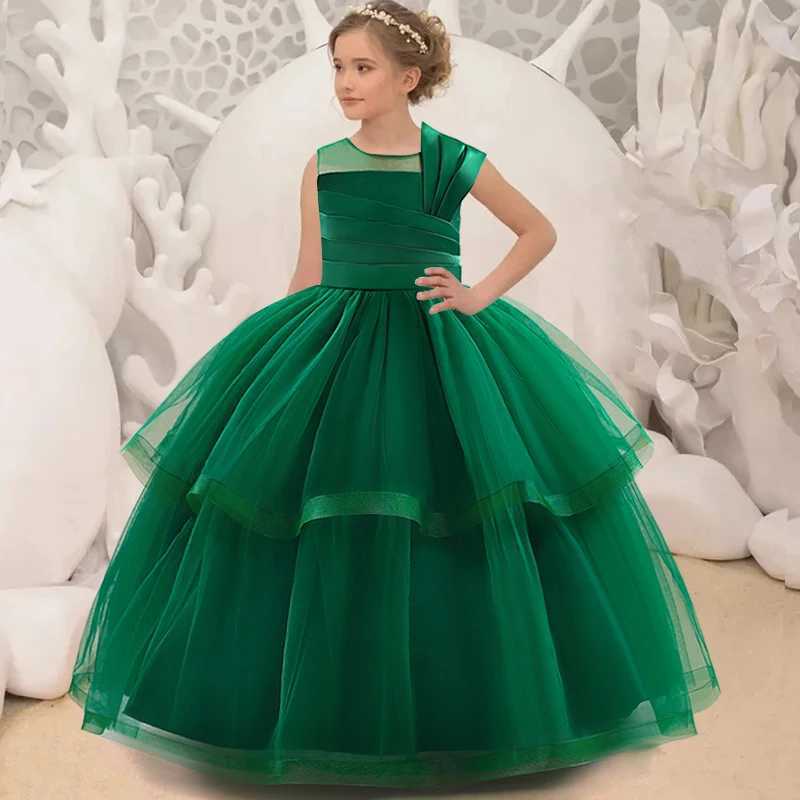 Pageant Long Black Par Dress For Girls Children Costume Evening Princess Dresses Girl Dress Vestidos Wedding Prom Gown 4-14YXJ250108