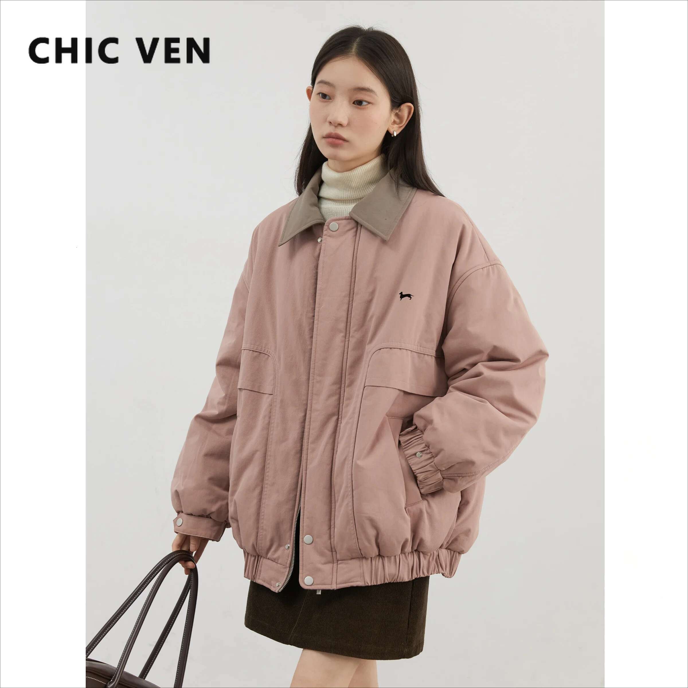 CHIC VEN Fashion Women Jacket Solid Loose Casual Cotton Thick Warm Jackets Female Coat Workwear Autumn Winter 2024