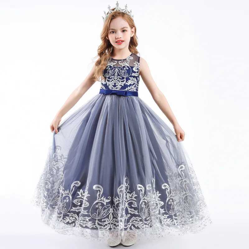 Fashion Flower Girl Dresses for Weddings Lace Mesh Sleeveless Evening Dresses Summer Children Girls Par Dress 4-10 YearsXJ250108