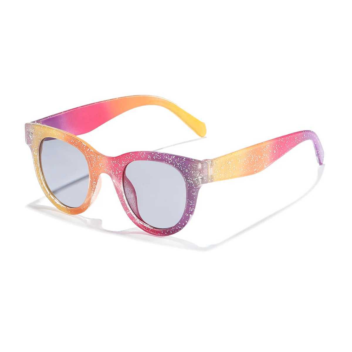 2024 New Rainbow Round Frame Sunglasses for Children Shining Summer Outdoor Sunglasses Fashion Glasses W250109