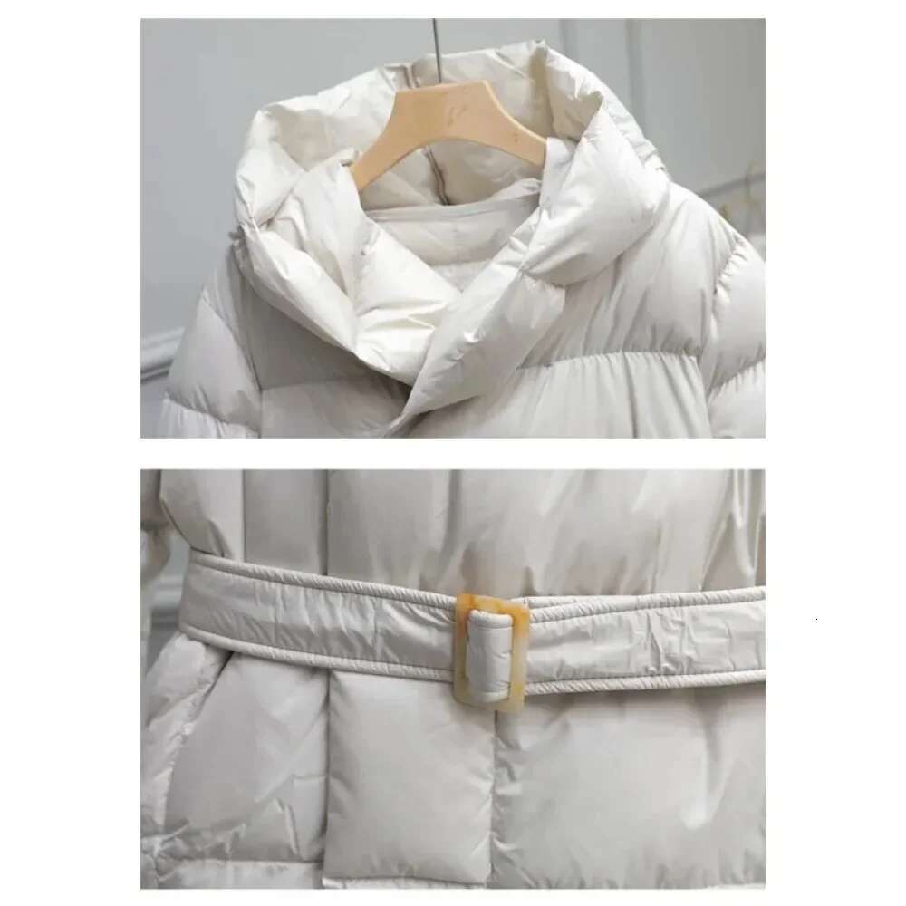 2024 New With Belt Large Hooded Parka Women's Down Jacket Warm Casual Winter Coat Women
